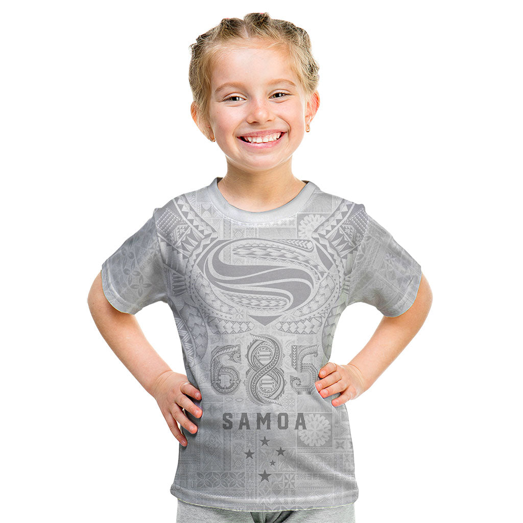 Super Samoa 685 Tribal Tattoo Kid T Shirt Siapo Pattern All-White Edition LT03 White - Polynesian Pride