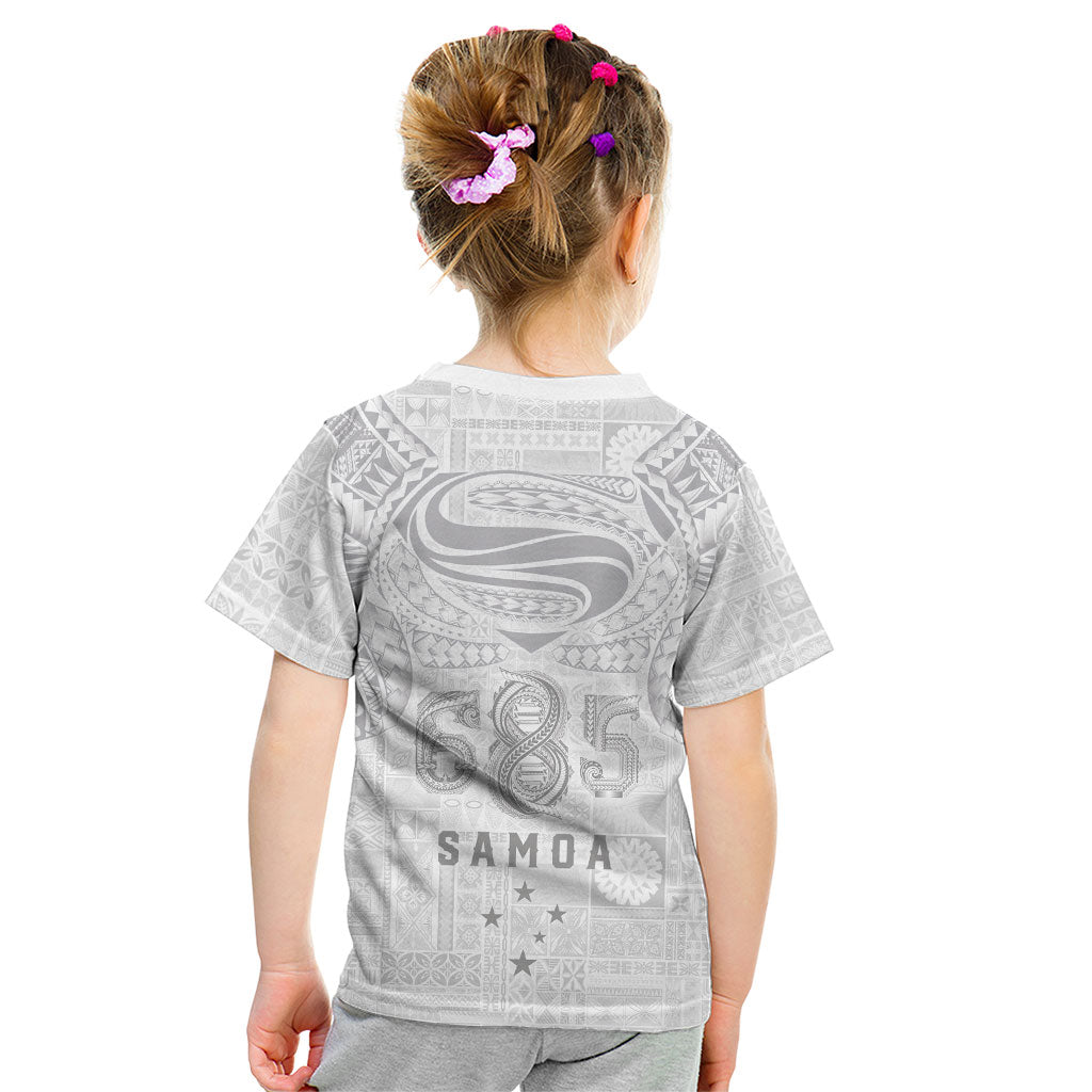 Super Samoa 685 Tribal Tattoo Kid T Shirt Siapo Pattern All-White Edition LT03 - Polynesian Pride