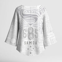 Super Samoa 685 Tribal Tattoo Kimono Sleeve Blouse Siapo Pattern All-White Edition LT03 - Polynesian Pride