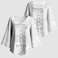 Super Samoa 685 Tribal Tattoo Kimono Sleeve Blouse Siapo Pattern All-White Edition LT03 - Polynesian Pride
