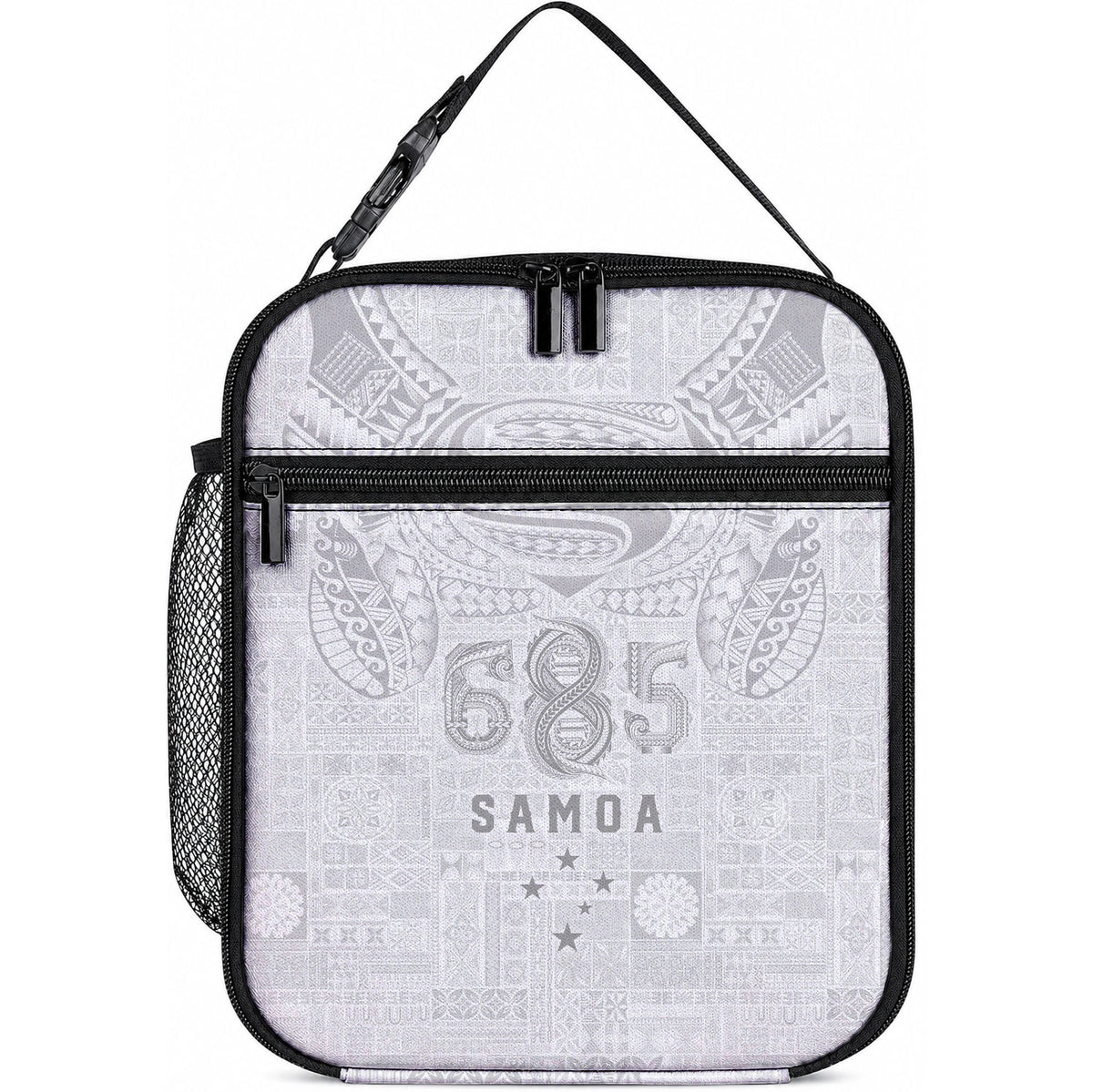 Super Samoa 685 Tribal Tattoo Lunch Bag Siapo Pattern All-White Edition LT03 10.2 × 8.3 × 4.3 inch White - Polynesian Pride