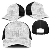 Super Samoa 685 Tribal Tattoo Mesh Trucker Cap Siapo Pattern All-White Edition LT03 - Polynesian Pride