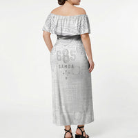 Super Samoa 685 Tribal Tattoo Off Shoulder Maxi Dress Siapo Pattern All-White Edition LT03 - Polynesian Pride