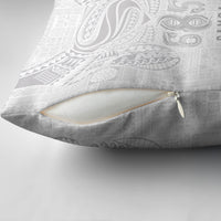 Super Samoa 685 Tribal Tattoo Pillow Cover Siapo Pattern All-White Edition LT03 - Polynesian Pride