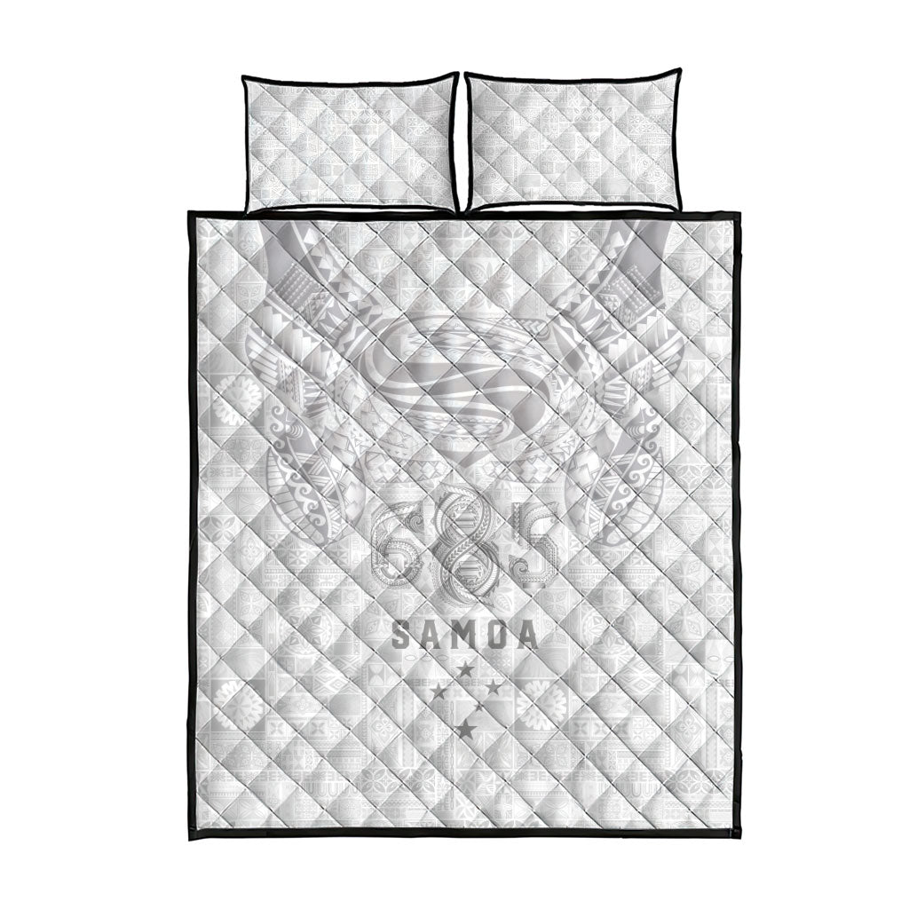 Super Samoa 685 Tribal Tattoo Quilt Bed Set Siapo Pattern All-White Edition LT03 - Polynesian Pride