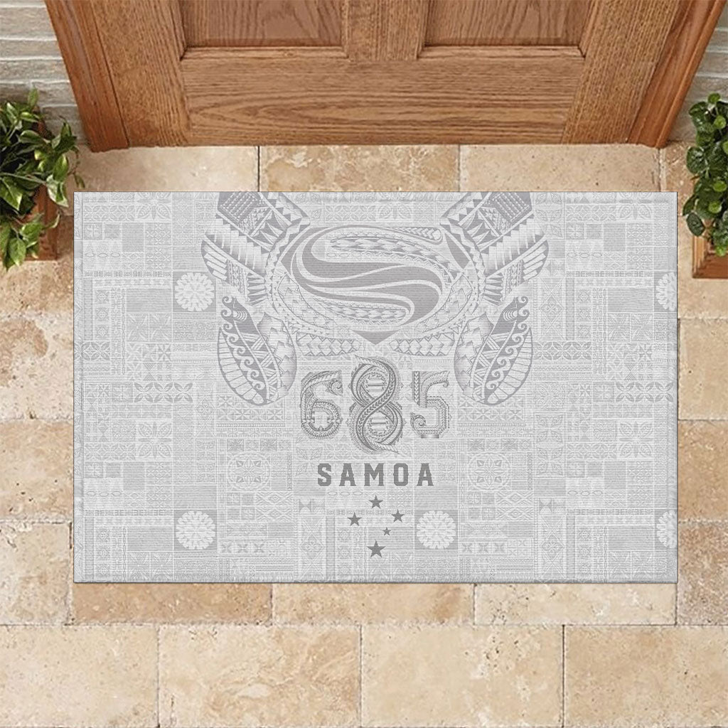 Super Samoa 685 Tribal Tattoo Rubber Doormat Siapo Pattern All-White Edition LT03 White - Polynesian Pride