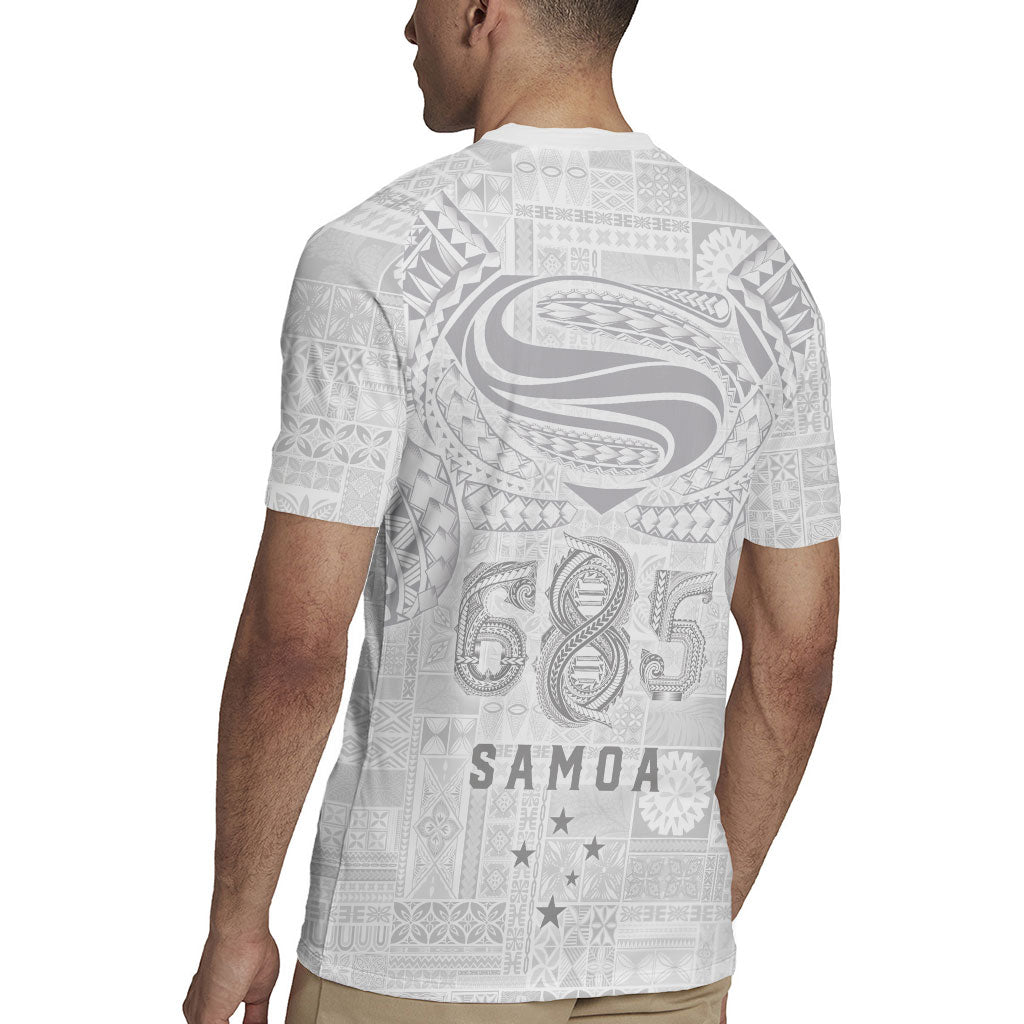 Super Samoa 685 Tribal Tattoo Rugby Jersey Siapo Pattern All-White Edition LT03 - Polynesian Pride