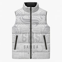 Super Samoa 685 Tribal Tattoo Sleeveless Puffer Jacket Siapo Pattern All-White Edition LT03 Unisex White - Polynesian Pride