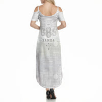 Super Samoa 685 Tribal Tattoo Summer Maxi Dress Siapo Pattern All-White Edition LT03 - Polynesian Pride
