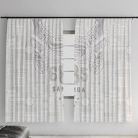 Super Samoa 685 Tribal Tattoo Window Curtain Siapo Pattern All-White Edition LT03 With Hooks White - Polynesian Pride