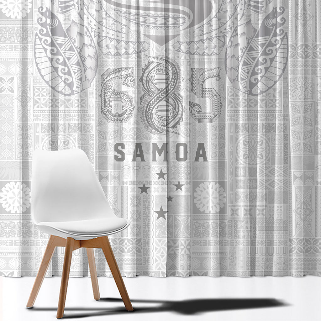 Super Samoa 685 Tribal Tattoo Window Curtain Siapo Pattern All-White Edition LT03 - Polynesian Pride