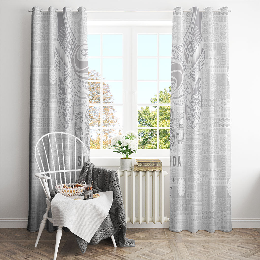 Super Samoa 685 Tribal Tattoo Window Curtain Siapo Pattern All-White Edition LT03 - Polynesian Pride