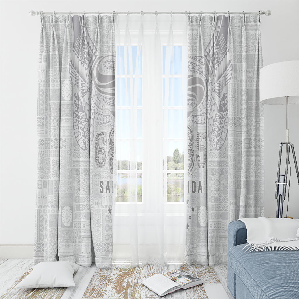 Super Samoa 685 Tribal Tattoo Window Curtain Siapo Pattern All-White Edition LT03 - Polynesian Pride