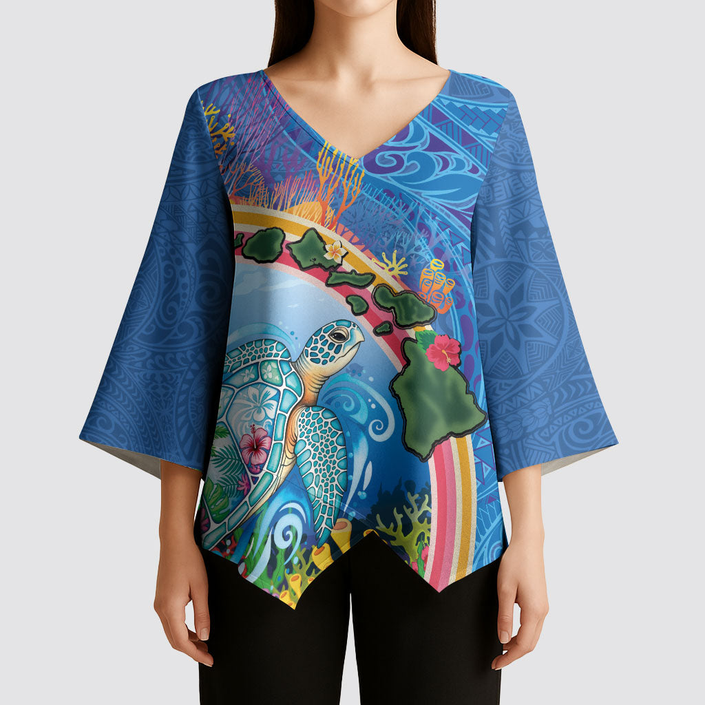 Hawaiian Connecting with the Ocean Kimono Sleeve Blouse Polynesian Pattern LT03 - Polynesian Pride