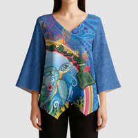Hawaiian Connecting with the Ocean Kimono Sleeve Blouse Polynesian Pattern LT03 - Polynesian Pride
