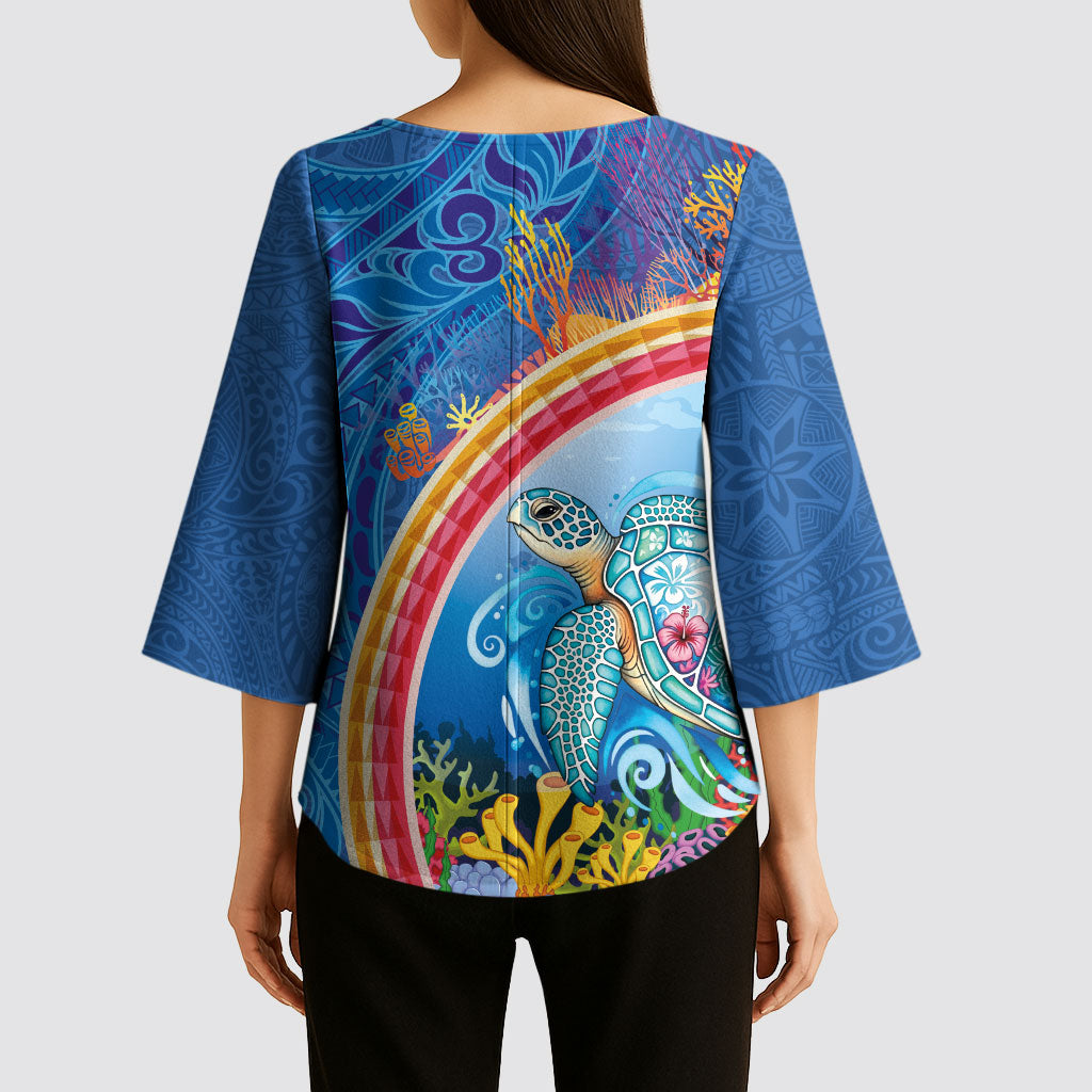 Hawaiian Connecting with the Ocean Kimono Sleeve Blouse Polynesian Pattern LT03 - Polynesian Pride