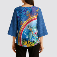 Hawaiian Connecting with the Ocean Kimono Sleeve Blouse Polynesian Pattern LT03 - Polynesian Pride