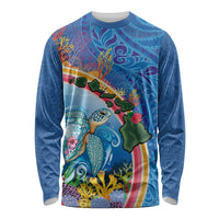Hawaiian Connecting with the Ocean Long Sleeve Shirt Polynesian Pattern LT03 Unisex Blue - Polynesian Pride