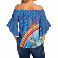 Hawaiian Connecting with the Ocean Off Shoulder Wrap Waist Top Polynesian Pattern LT03 - Polynesian Pride