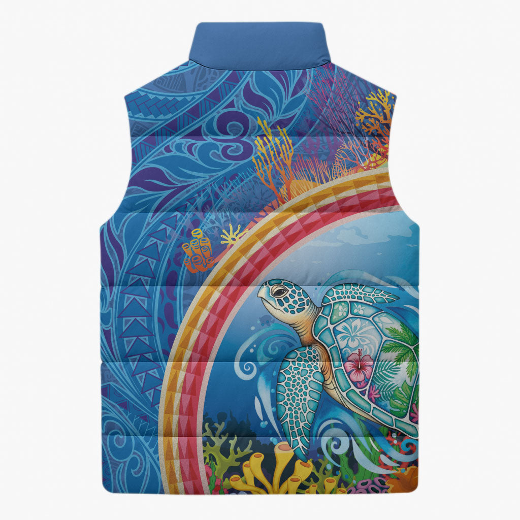 Hawaiian Connecting with the Ocean Sleeveless Puffer Jacket Polynesian Pattern LT03 - Polynesian Pride