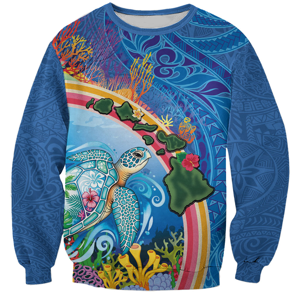 Hawaiian Connecting with the Ocean Sweatshirt Polynesian Pattern