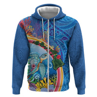 Hawaiian Connecting with the Ocean Zip Hoodie Polynesian Pattern LT03 Zip Hoodie Blue - Polynesian Pride