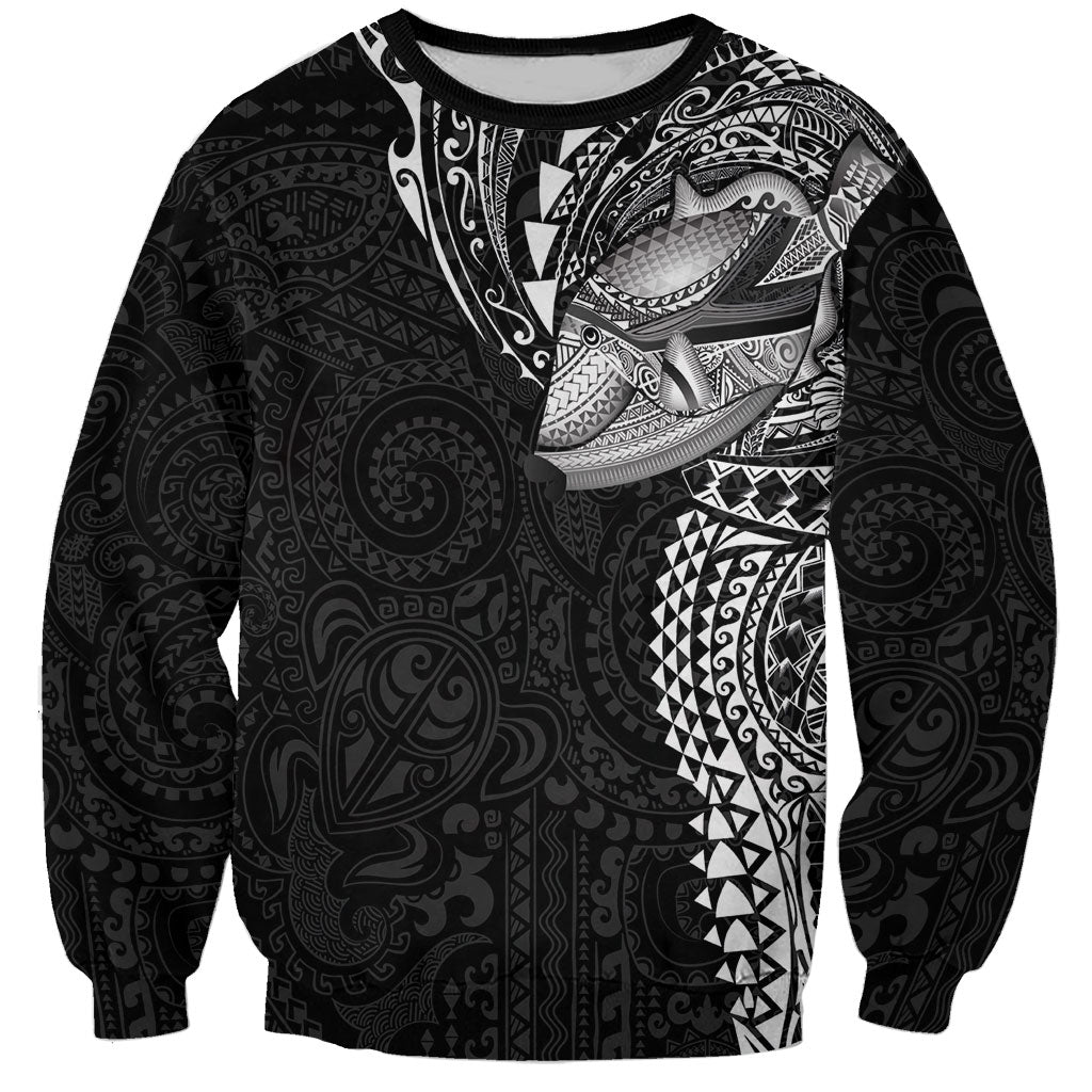 Hawaiian Humuhumu Tribal Tattoo Sweatshirt Polynesian Kakau Black Color
