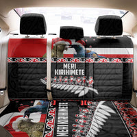New Zealand Meri Kirihimete Back Car Seat Cover Christmas Tui Bird and Kea Bird - Haka Santa with Maori Koru Art Pattern LT03 - Polynesian Pride