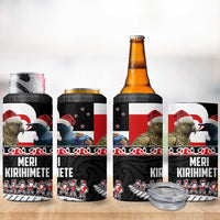 New Zealand Meri Kirihimete 4 in 1 Can Cooler Tumbler Christmas Tui Bird and Kea Bird - Haka Santa with Maori Koru Art Pattern LT03 - Polynesian Pride
