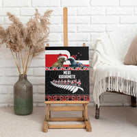 New Zealand Meri Kirihimete Canvas Wall Art Christmas Tui Bird and Kea Bird - Haka Santa with Maori Koru Art Pattern LT03 - Polynesian Pride