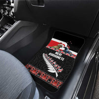 New Zealand Meri Kirihimete Car Mats Christmas Tui Bird and Kea Bird - Haka Santa with Maori Koru Art Pattern LT03 - Polynesian Pride