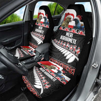New Zealand Meri Kirihimete Car Seat Cover Christmas Tui Bird and Kea Bird - Haka Santa with Maori Koru Art Pattern LT03 - Polynesian Pride