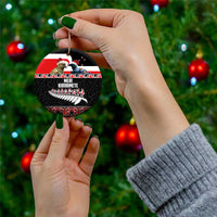 New Zealand Meri Kirihimete Ceramic Ornament Christmas Tui Bird and Kea Bird - Haka Santa with Maori Koru Art Pattern LT03 - Polynesian Pride
