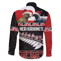 New Zealand Meri Kirihimete Family Matching Mermaid Dress and Hawaiian Shirt Christmas Tui Bird and Kea Bird - Haka Santa with Maori Koru Art Pattern LT03 - Polynesian Pride
