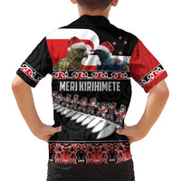 New Zealand Meri Kirihimete Family Matching Puletasi and Hawaiian Shirt Christmas Tui Bird and Kea Bird - Haka Santa with Maori Koru Art Pattern LT03 - Polynesian Pride