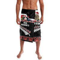 New Zealand Meri Kirihimete Lavalava Christmas Tui Bird and Kea Bird - Haka Santa with Maori Koru Art Pattern LT03 Black - Polynesian Pride