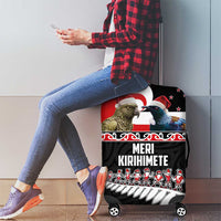 New Zealand Meri Kirihimete Luggage Cover Christmas Tui Bird and Kea Bird - Haka Santa with Maori Koru Art Pattern LT03 - Polynesian Pride