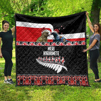 New Zealand Meri Kirihimete Quilt Christmas Tui Bird and Kea Bird - Haka Santa with Maori Koru Art Pattern LT03 - Polynesian Pride