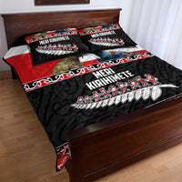 New Zealand Meri Kirihimete Quilt Bed Set Christmas Tui Bird and Kea Bird - Haka Santa with Maori Koru Art Pattern LT03 - Polynesian Pride