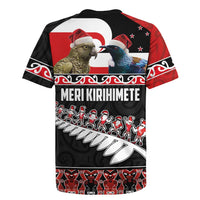 New Zealand Meri Kirihimete Rugby Jersey Christmas Tui Bird and Kea Bird - Haka Santa with Maori Koru Art Pattern LT03 - Polynesian Pride
