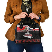 New Zealand Meri Kirihimete Shoulder Handbag Christmas Tui Bird and Kea Bird - Haka Santa with Maori Koru Art Pattern LT03 - Polynesian Pride