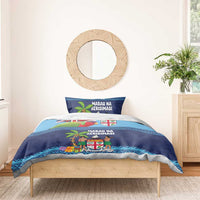 Fiji Marau na Kerisimasi Bedding Set Christmas Collared Lory - Fiji Emblems and Xmas Palm Tree Tapa Art Pattern LT03 - Polynesian Pride