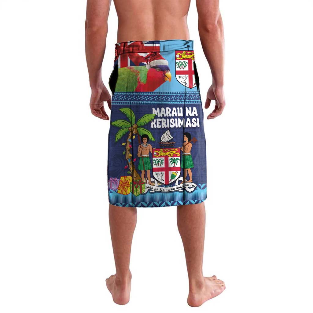 Fiji Marau na Kerisimasi Lavalava Christmas Collared Lory - Fiji Emblems and Xmas Palm Tree Tapa Art Pattern LT03 - Polynesian Pride
