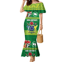 Cook Islands Meri Kiritimiti Family Matching Mermaid Dress and Hawaiian Shirt Christmas Turtle - Cooks Islands Emblems and Polynesian Art Pattern LT03 Mom's Dress Green - Polynesian Pride