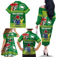 Cook Islands Meri Kiritimiti Family Matching Off The Shoulder Long Sleeve Dress and Hawaiian Shirt Christmas Turtle - Cooks Islands Emblems and Polynesian Art Pattern LT03 - Polynesian Pride