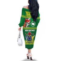 Cook Islands Meri Kiritimiti Family Matching Off The Shoulder Long Sleeve Dress and Hawaiian Shirt Christmas Turtle - Cooks Islands Emblems and Polynesian Art Pattern LT03 - Polynesian Pride