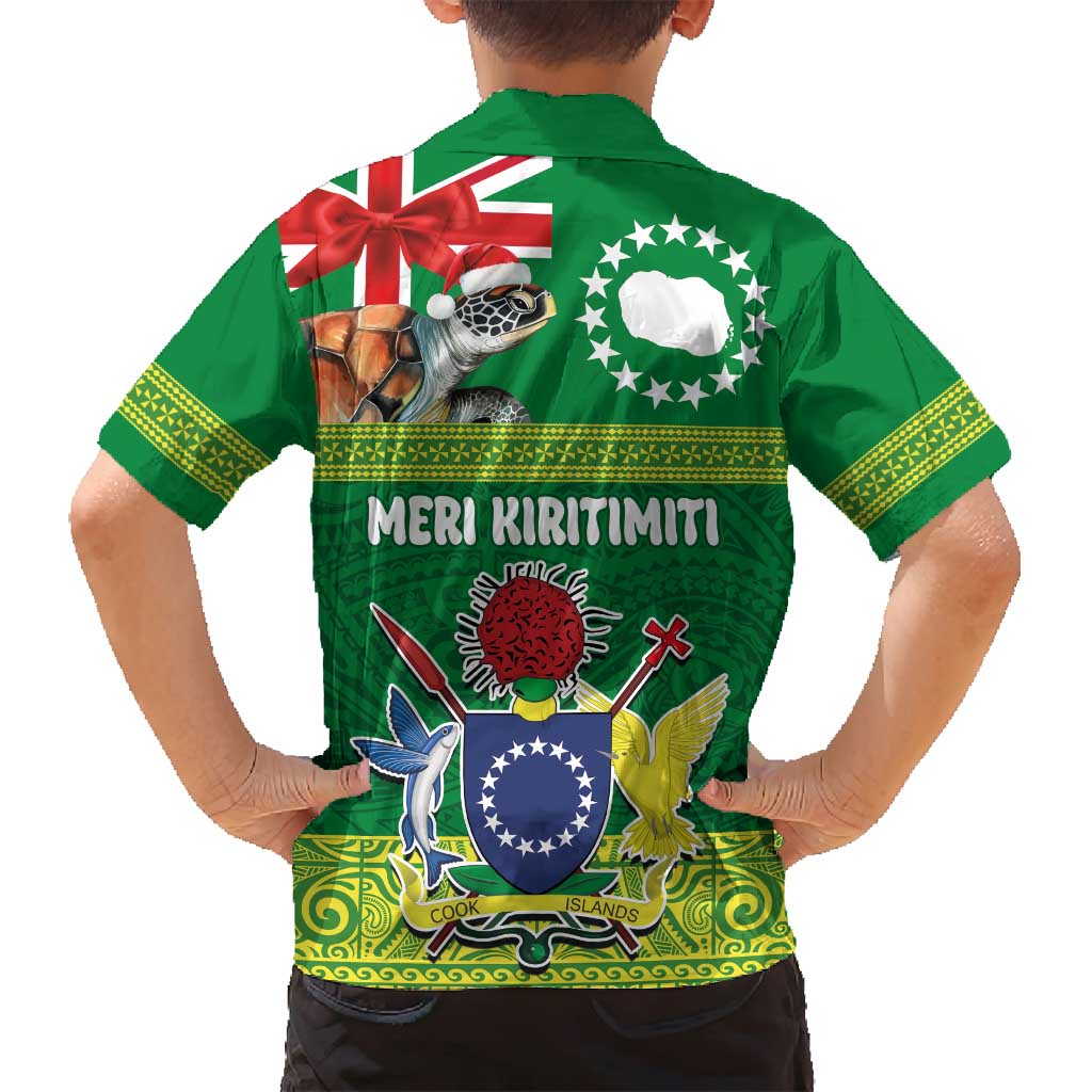 Cook Islands Meri Kiritimiti Family Matching Tank Maxi Dress and Hawaiian Shirt Christmas Turtle - Cooks Islands Emblems and Polynesian Art Pattern LT03 - Polynesian Pride