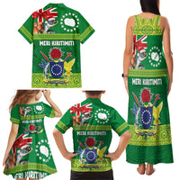 Cook Islands Meri Kiritimiti Family Matching Tank Maxi Dress and Hawaiian Shirt Christmas Turtle - Cooks Islands Emblems and Polynesian Art Pattern LT03 - Polynesian Pride
