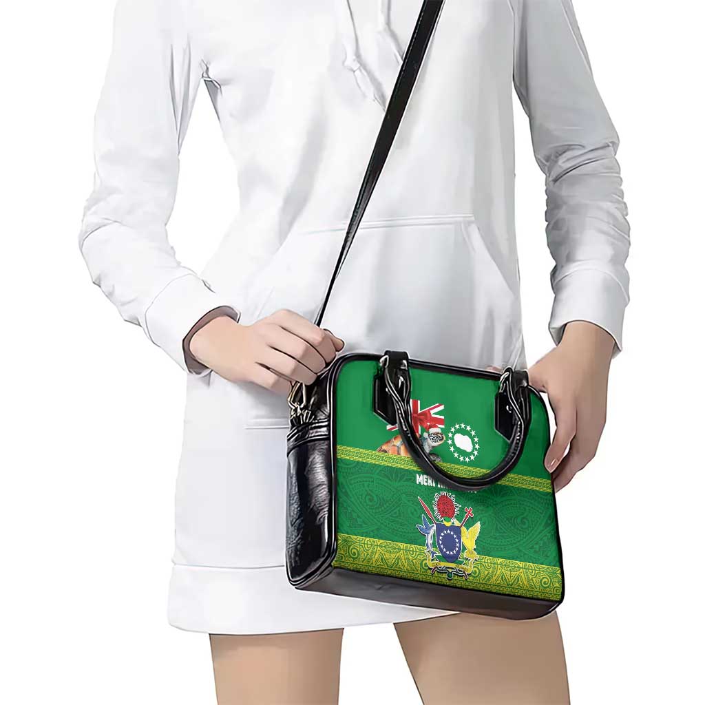 Cook Islands Meri Kiritimiti Shoulder Handbag Christmas Turtle - Cooks Islands Emblems and Polynesian Art Pattern