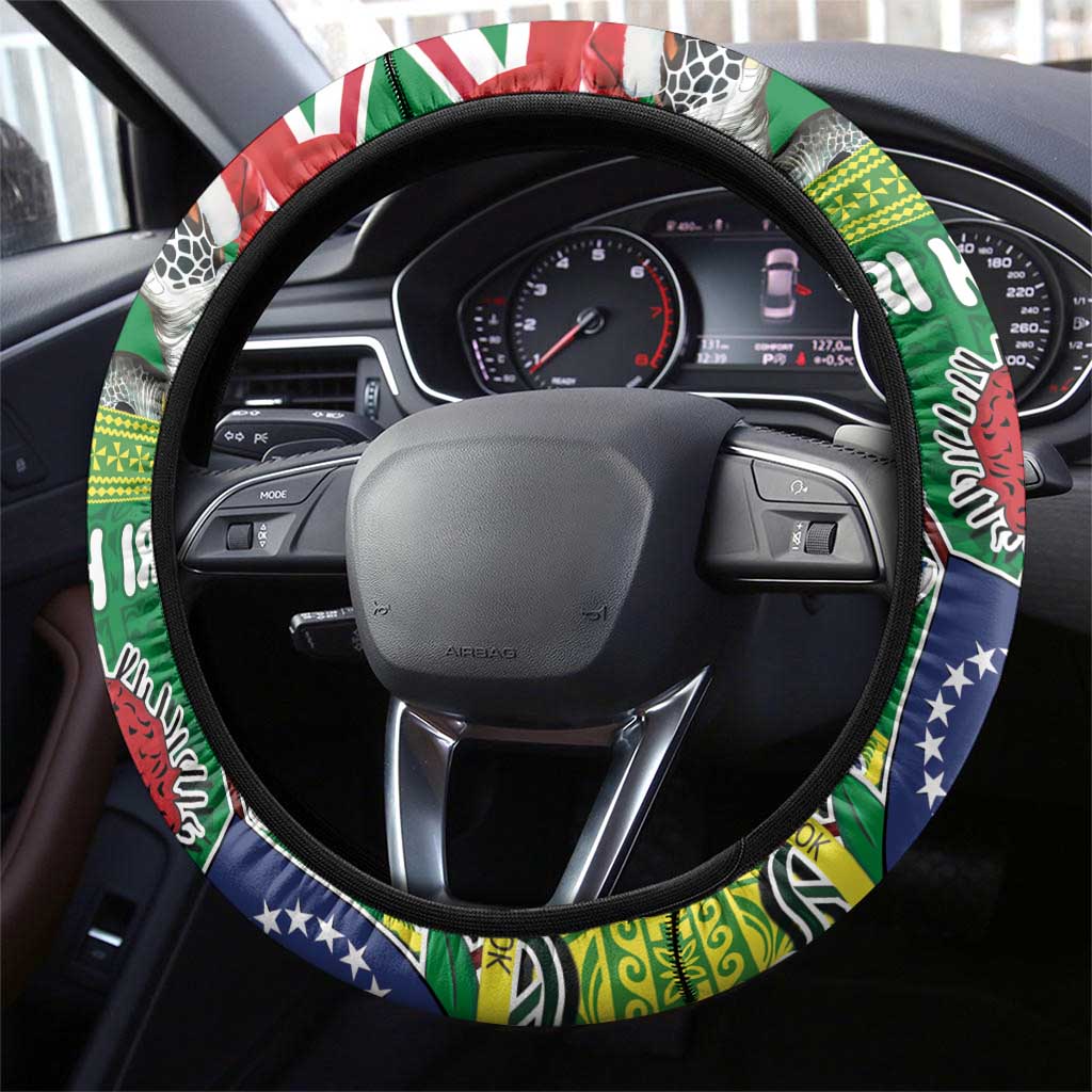 Cook Islands Meri Kiritimiti Steering Wheel Cover Christmas Turtle - Cooks Islands Emblems and Polynesian Art Pattern LT03 - Polynesian Pride